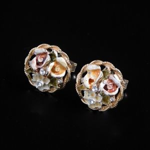 Rare Vtg My Fair Lady BSK Cuff Links Floral Gold